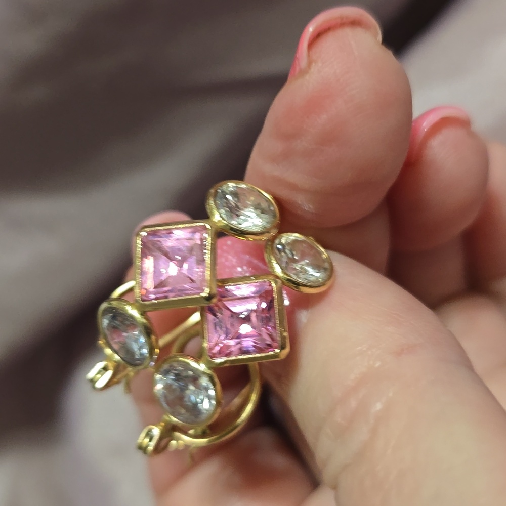 Zales 14K Gold Retro Geometric  Hoop Earrings - Super Rare